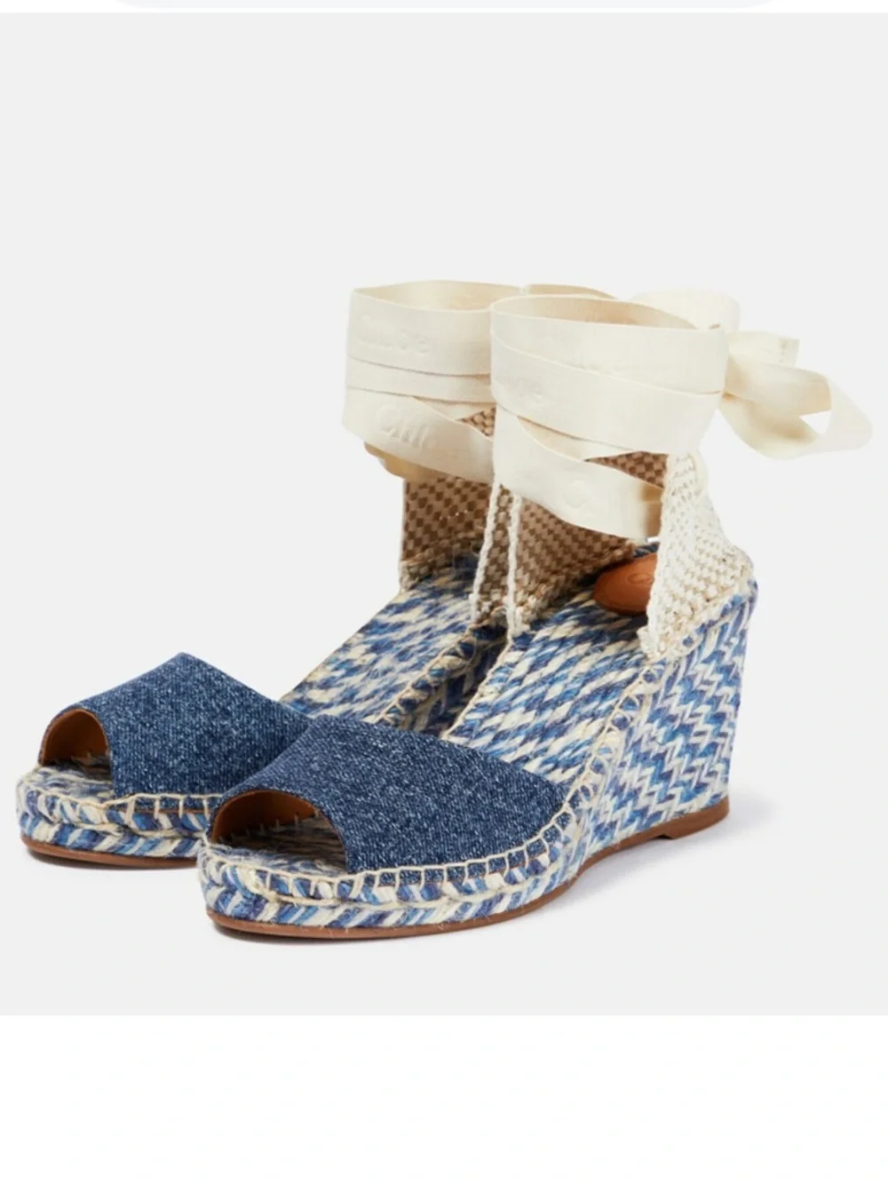 Chloe - Piia denim espadrille wedges - Picture 3 of 10